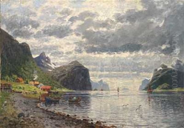 Fjordparti Oil Painting by Adelsteen Normann