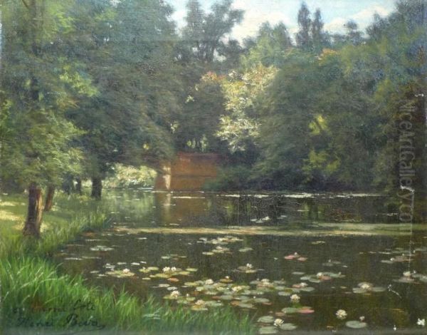 L'etang Aux Nenuphars Oil Painting by Henri Biva