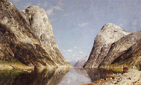 Fjord Norvegien Oil Painting by Adelsteen Normann