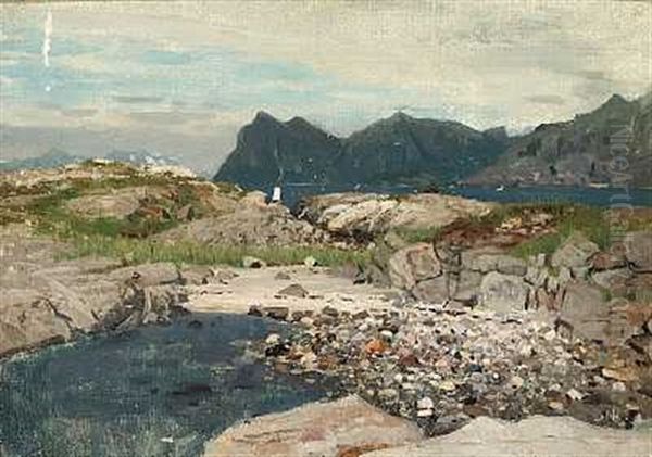 Klipper Og Sten Ved En Norsk Fjord Oil Painting by Adelsteen Normann