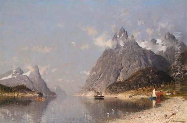 Fra En Norsk Fjord Oil Painting by Adelsteen Normann