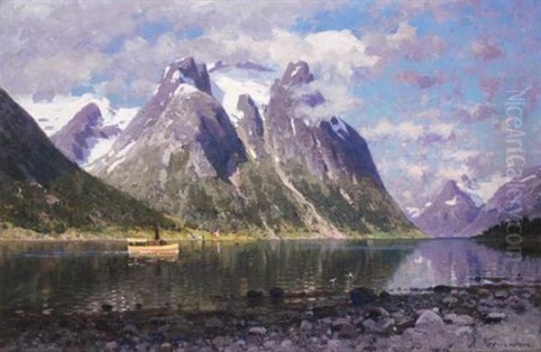 Saltenfjorden, Norge Oil Painting by Adelsteen Normann