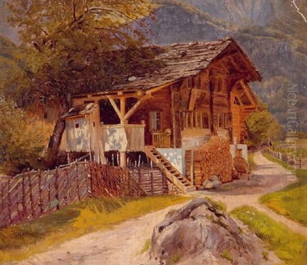 Norwegischer Bauernhof Oil Painting by Adelsteen Normann