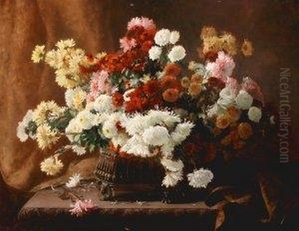 Bouquet De Fleurs Oil Painting by Henri Biva