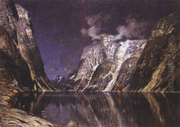 Fjord En Norvege Oil Painting by Adelsteen Normann