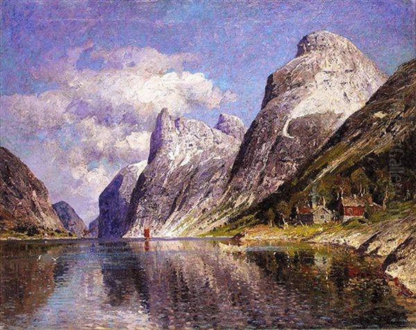 Utsyn Mot En Vestlandsfjord (a View Of A Fjord) Oil Painting by Adelsteen Normann