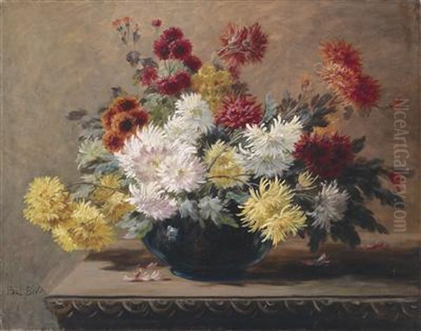 Asters In A Vase Oil Painting by Paul Biva