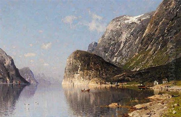 Norsk Fjord (a Norwegian Fjord) Oil Painting by Adelsteen Normann