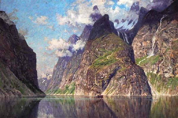 Utsyn Mot En Vestlandsfjord Oil Painting by Adelsteen Normann