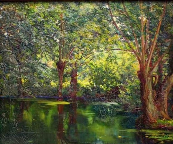 Bord De Riviere Oil Painting by Paul Biva