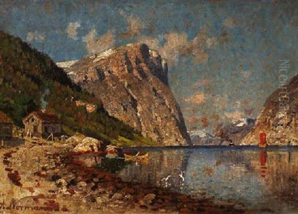 Sommer In Einem Norwegischem Fjord Oil Painting by Adelsteen Normann