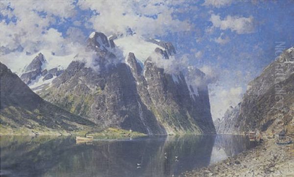 Norsk Fjordparti Fra Vestlandet Oil Painting by Adelsteen Normann