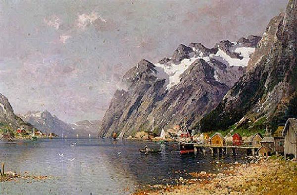 Fjord En Norvege Oil Painting by Adelsteen Normann