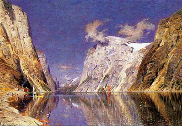 Norsk Fjordparti Oil Painting by Adelsteen Normann