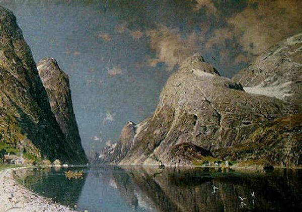 Fjord En Norvege Oil Painting by Adelsteen Normann