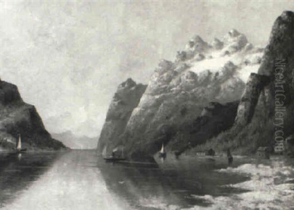 Fjord In Norway Oil Painting by Adelsteen Normann