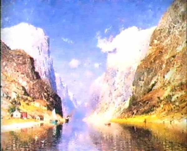 Vue D'un Fjord Norvegien Oil Painting by Adelsteen Normann