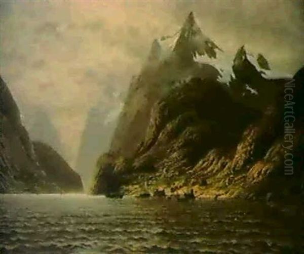 Geirangerfjord Oil Painting by Adelsteen Normann