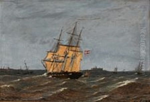 Farvandet Ved Kronborg Oil Painting by Emil Vilhelm Normann