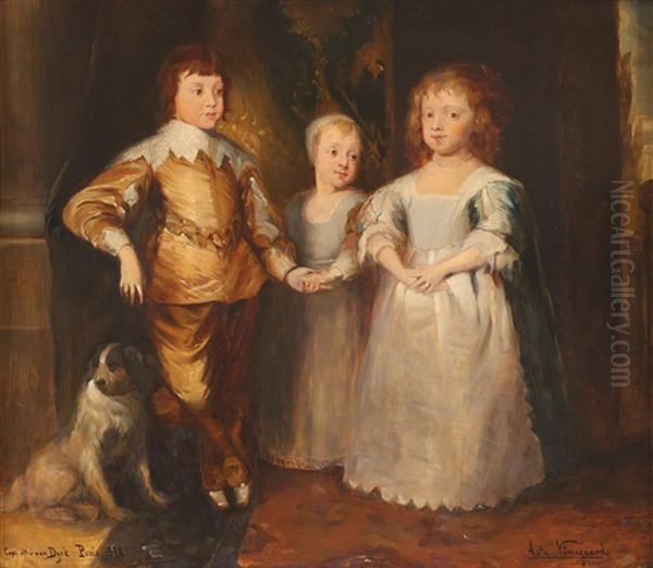 The Three Eldest Children Of King Charles I Oil Painting by Asta Carlsen Norregaard