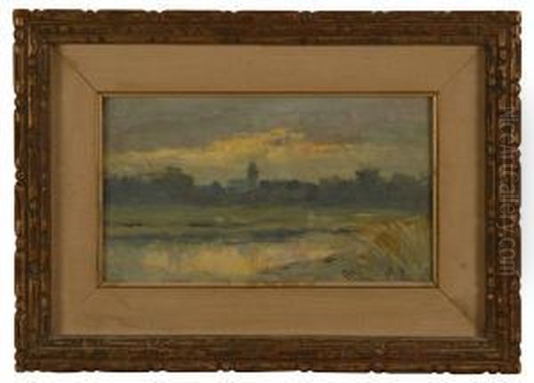 Dawn In The Fens Oil Painting by William Johnson Bixbee