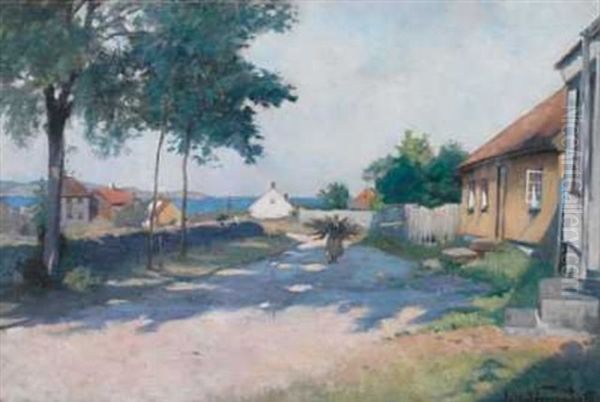 Et Sommermiljo Oil Painting by Asta Carlsen Norregaard