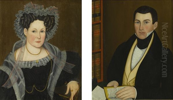 Portraits Of Mrs. Elizabeth Powers Darrow And Stephen Powers (pair) Oil Painting by Noah North