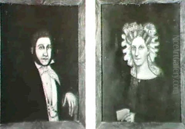 Portraits Of Mr. & Mrs. Hendershot (2) Oil Painting by Noah North