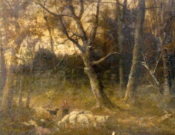 Shepherd In Wooded Landscape Oil Painting by James Northcote