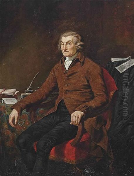 Portrait Of William Graves Esq., M.p. In A Brown Coat, At A Table With An Ink Stand And Quill Oil Painting by James (Thomas J.) Northcote