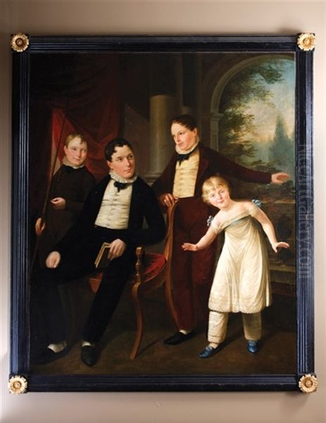 Portrait Of A Man And His Three Sons Oil Painting by James (Thomas J.) Northcote