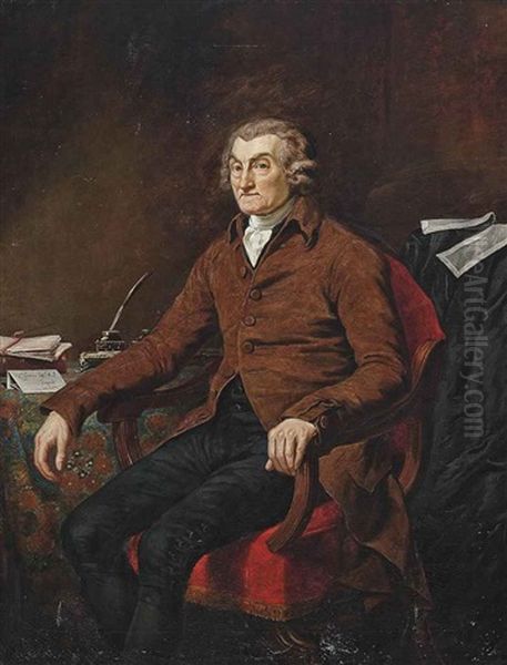 Portrait Of William Graves Esq., M.p. (1724-1801) In A Brown Coat, At A Table With An Ink Stand And Quill Oil Painting by James (Thomas J.) Northcote