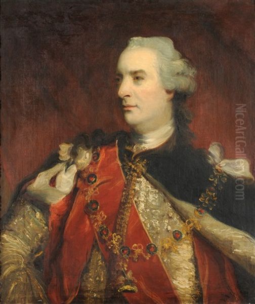 Portrait Of A Nobleman (hugh Percy, 1st Duke Of Northumberland?)wearing A Period Costume, Red Sash And Chain Of Office Oil Painting by James (Thomas J.) Northcote