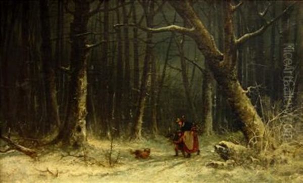 Snow Scene Oil Painting by James (Thomas J.) Northcote