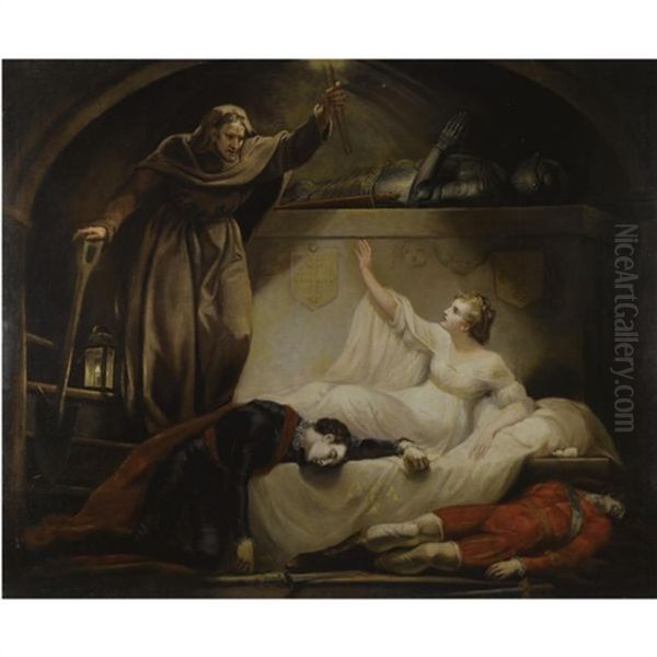 Friar Lawrence At Capulet's Tomb; Romeo And Juliet, Act V, Scene 3 Oil Painting by James (Thomas J.) Northcote