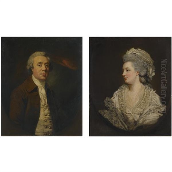 Portrait Of Richard Baylay Of Stoke Damerall Near Plymouth (+ Portrait Of His Wife Mary Baylay; Pair) Oil Painting by James (Thomas J.) Northcote