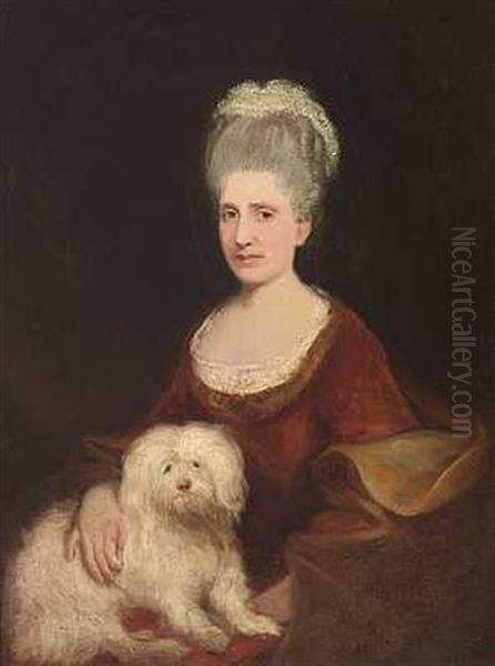 Portraet Af En Lady Med Sin Hund Af Racen Coton De Tulear Oil Painting by James (Thomas J.) Northcote