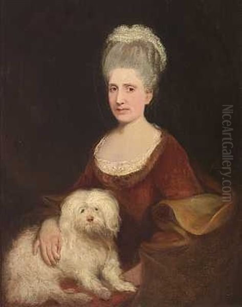 Portraet Af En Lady Med Sin Hund Af Racen Coton De Tulear Oil Painting by James (Thomas J.) Northcote