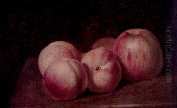 A Still Life With Apples And Peaches Oil Painting by James (Thomas J.) Northcote