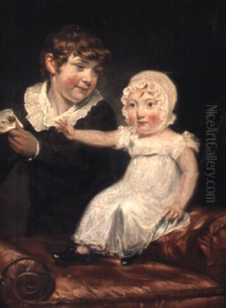 Portrait Of John Torbock When A Child With His Baby Brother,robson Torbock Oil Painting by James (Thomas J.) Northcote