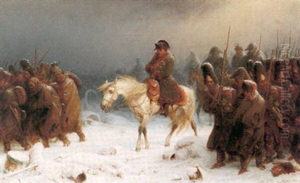 Napoleon Och Den Franska Armens Retratt Fran Ryssland Oil Painting by Adolf Northen