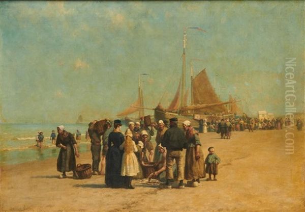 Fish Sale On The Beach, Schevinger by William Edward Norton