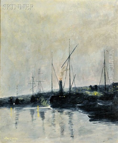 Harbor Nocturne Oil Painting by William Edward Norton