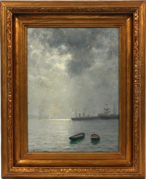 Harbor Scene Oil Painting by William Edward Norton