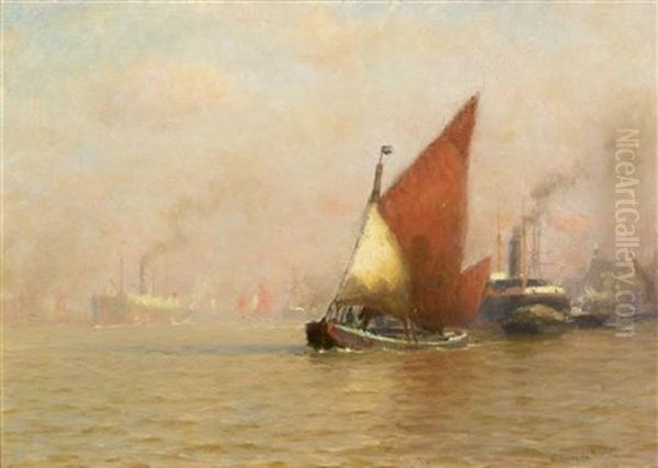 On The Thames Oil Painting by William Edward Norton