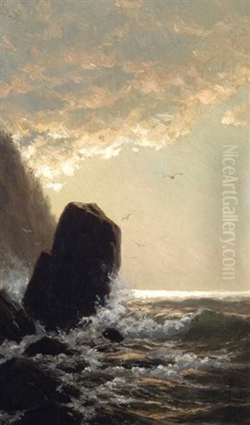 Sunrise Over Pulpit Rock, Monhegan Oil Painting by William Edward Norton