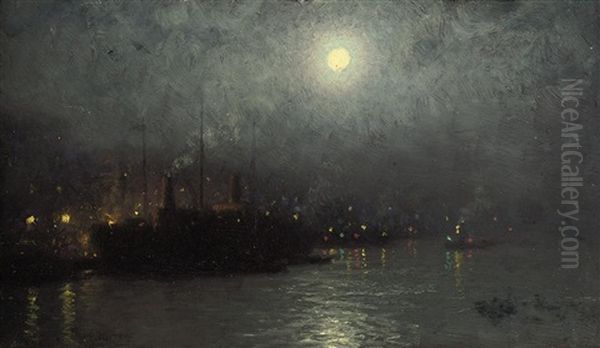 Boston Harbor By Moonlight by William Edward Norton