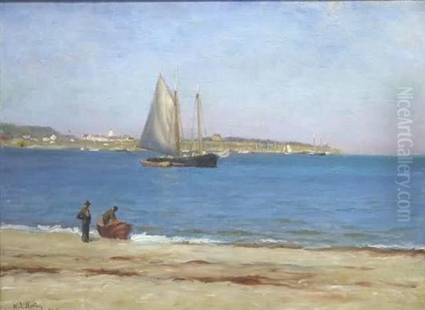 Fishing Near The Shore Oil Painting by William Edward Norton