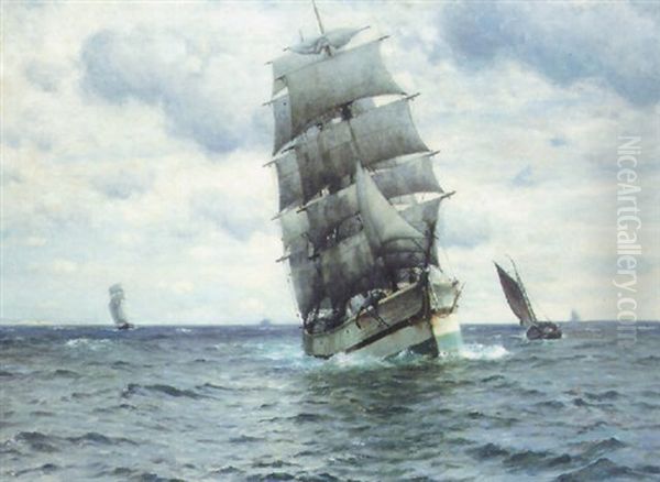 A Clipper In Full Sail Oil Painting by William Edward Norton