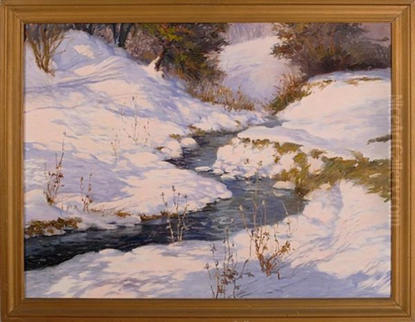 Winter Snow Scene Oil Painting by Chester K. Van Nortwick